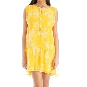 Kaari Blue Keyhole Sleeveless Peasant Summer Dress Small Wedding Spring Lemon